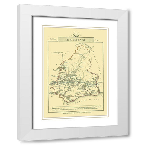 Durham County England - Cary 1792 White Modern Wood Framed Art Print with Double Matting by Cary