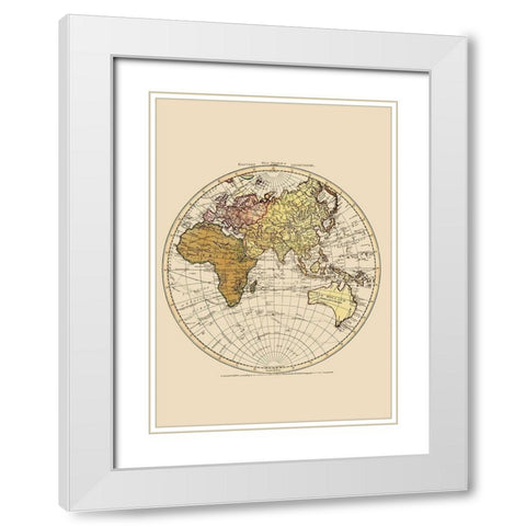 Eastern Hemisphere - Faden 1786 White Modern Wood Framed Art Print with Double Matting by Faden