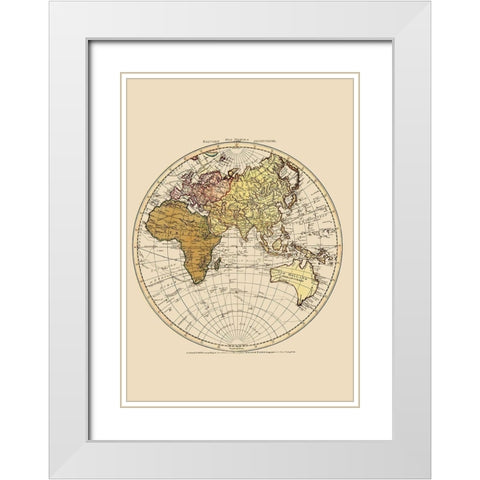 Eastern Hemisphere - Faden 1786 White Modern Wood Framed Art Print with Double Matting by Faden