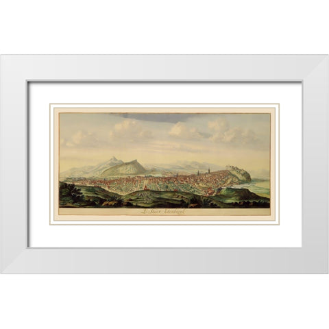 Edinburgh Scotland Panoramic Great Britain - 1690 White Modern Wood Framed Art Print with Double Matting by Unknown