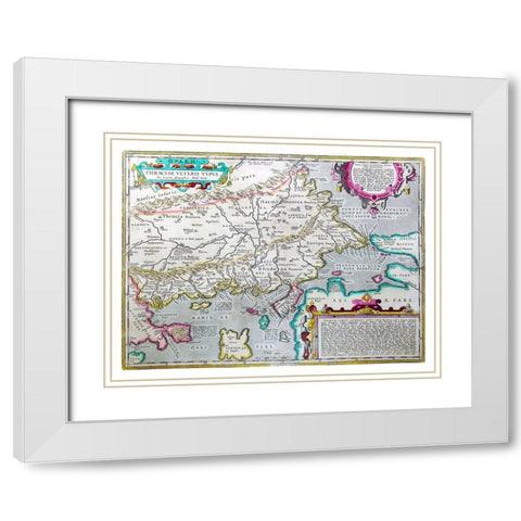 Thrace Greece Eastern Europe - Ortelius 1570 White Modern Wood Framed Art Print with Double Matting by Ortelius