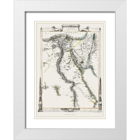 Middle East Egypt Arabia Petraea - Tallis 1851 White Modern Wood Framed Art Print with Double Matting by Tallis