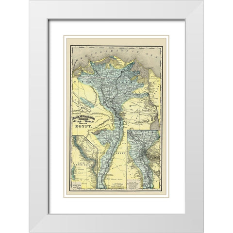 Middle East Egypt - Rand McNally 1892 White Modern Wood Framed Art Print with Double Matting by Rand McNally