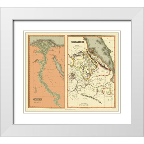 Middle East Egypt Abyssinia - Thomson 1817 White Modern Wood Framed Art Print with Double Matting by Thomson