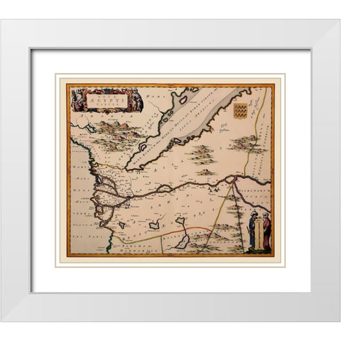 Middle East Egypt - Blaeu 1662 White Modern Wood Framed Art Print with Double Matting by Blaeu