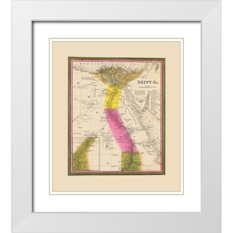 Middle East Egypt - Mitchell 1846 White Modern Wood Framed Art Print with Double Matting by Mitchell