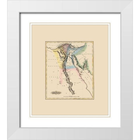 Middle East Egypt - Lucas 1823 White Modern Wood Framed Art Print with Double Matting by Lucas
