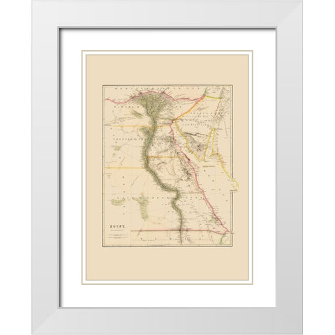 Middle East Egypt - Arrowsmith 1844 White Modern Wood Framed Art Print with Double Matting by Arrowsmith