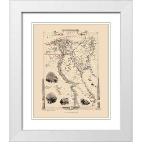 Middle East Egypt Arabia Peninsula - Tallis 1851 White Modern Wood Framed Art Print with Double Matting by Tallis