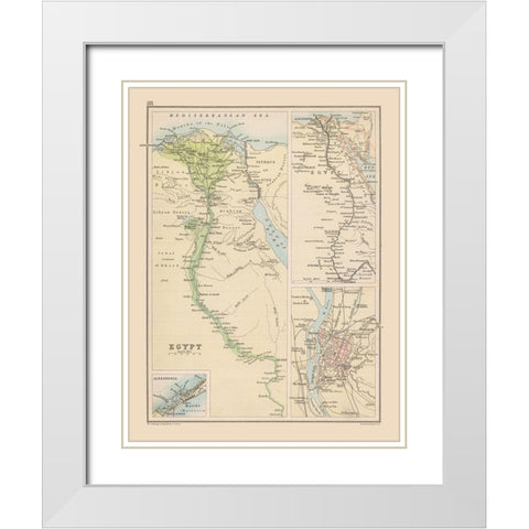 Africa Egypt - Bartholomew 1892 White Modern Wood Framed Art Print with Double Matting by Bartholomew