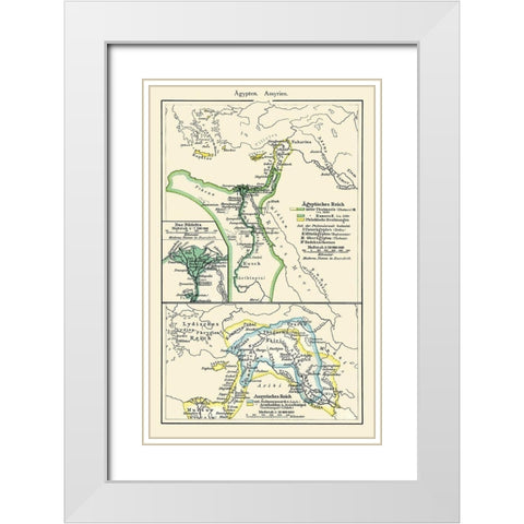 Middle East Egypt Assyria - Putzgers 1897 White Modern Wood Framed Art Print with Double Matting by Putzgers