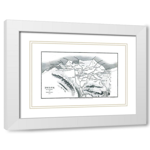 Africa Delta Egypt Herodotus - Oxford 1828 White Modern Wood Framed Art Print with Double Matting by Oxford