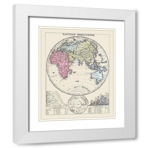 Eastern Hemisphere - Mitchell 1877 White Modern Wood Framed Art Print with Double Matting by Mitchell