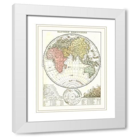 Eastern Hemisphere - Mitchell 1869 White Modern Wood Framed Art Print with Double Matting by Mitchell