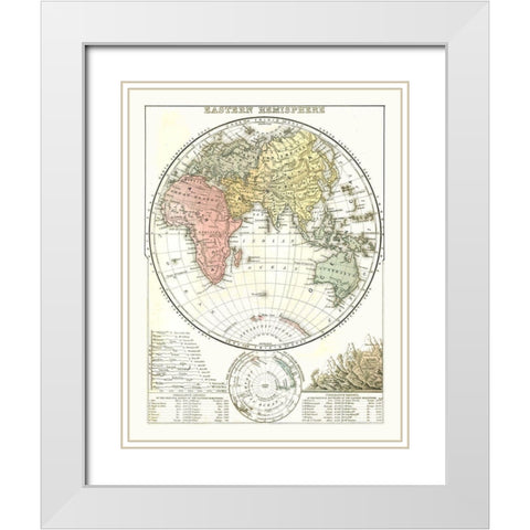 Eastern Hemisphere - Mitchell 1869 White Modern Wood Framed Art Print with Double Matting by Mitchell