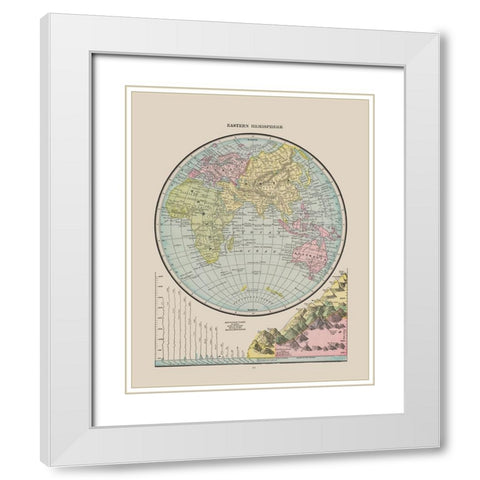 Eastern Hemisphere - Cram 1892 White Modern Wood Framed Art Print with Double Matting by Cram