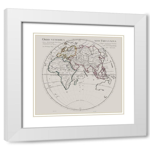 Eastern Hemisphere -De Lisle 1731 White Modern Wood Framed Art Print with Double Matting by De L''isle