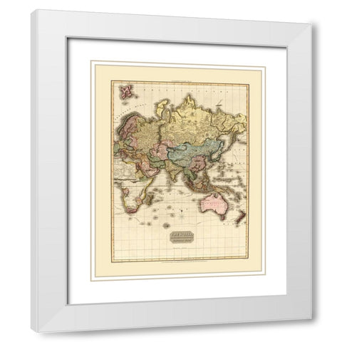 Eastern Hemisphere - Strand 1812 White Modern Wood Framed Art Print with Double Matting by Strand