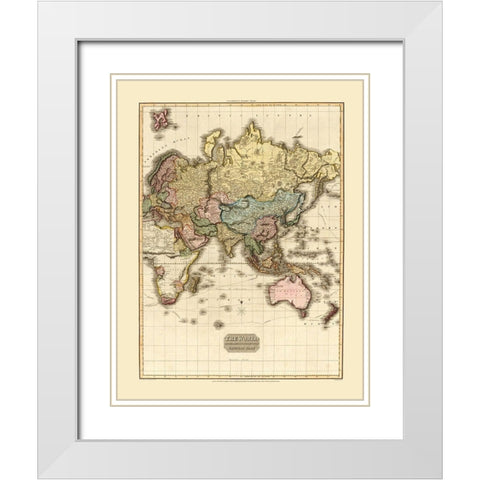 Eastern Hemisphere - Strand 1812 White Modern Wood Framed Art Print with Double Matting by Strand