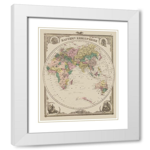 Eastern Hemisphere - Andreas 1875 White Modern Wood Framed Art Print with Double Matting by Andreas