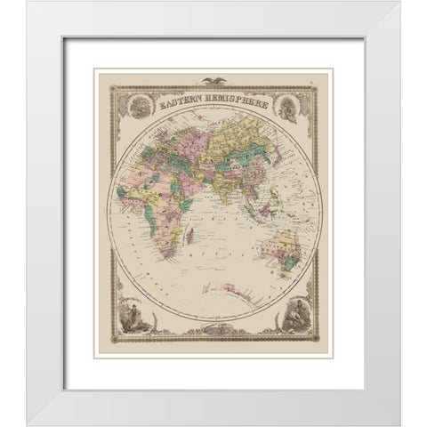 Eastern Hemisphere - Andreas 1875 White Modern Wood Framed Art Print with Double Matting by Andreas