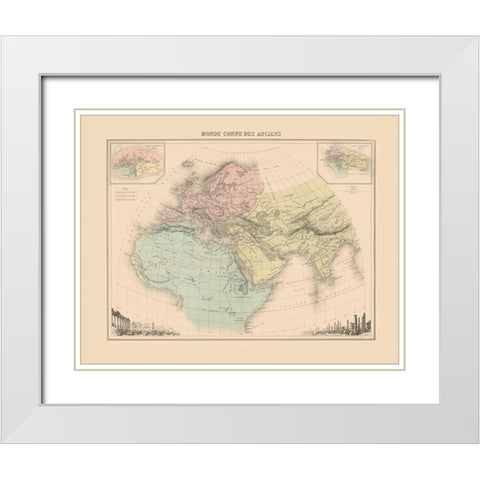 World as Known to Ancients - Willard 1827 White Modern Wood Framed Art Print with Double Matting by Willard