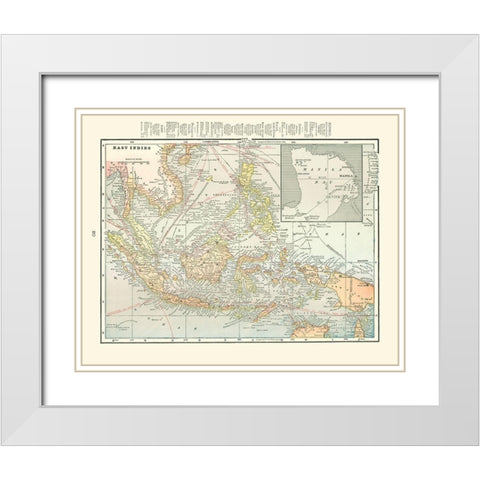 East Indies China Philippines - Cram 1898 White Modern Wood Framed Art Print with Double Matting by Cram