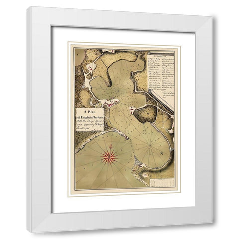 Caribbean English Harbour Antigua Nautical White Modern Wood Framed Art Print with Double Matting by Talbot