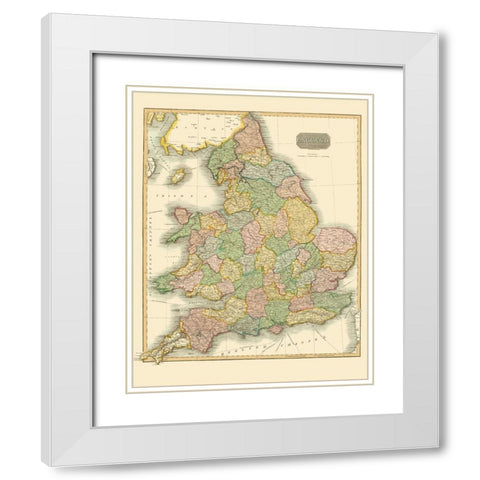 Great Britain England - Thomson 1814 White Modern Wood Framed Art Print with Double Matting by Thomson