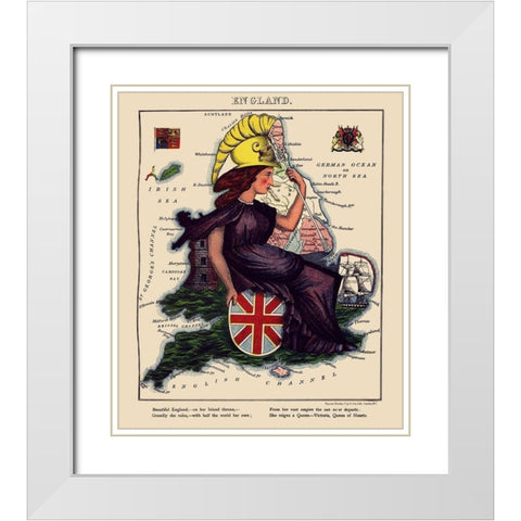 Great Britain England - Lancaster 1869 White Modern Wood Framed Art Print with Double Matting by Lancaster