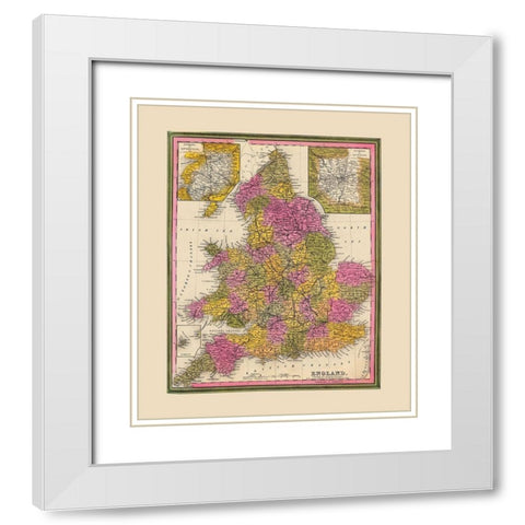 Great Britain England - Mitchell 1846 White Modern Wood Framed Art Print with Double Matting by Mitchell