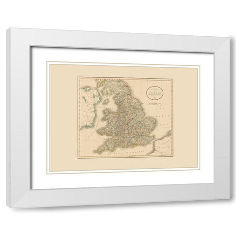 Great Britain England - Cary 1807 White Modern Wood Framed Art Print with Double Matting by Cary