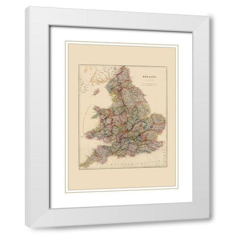 Great Britain England - Arrowsmith 1844 White Modern Wood Framed Art Print with Double Matting by Arrowsmith