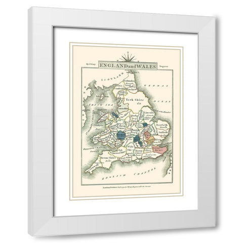 Great Britain England Wales - Cary 1792 White Modern Wood Framed Art Print with Double Matting by Cary