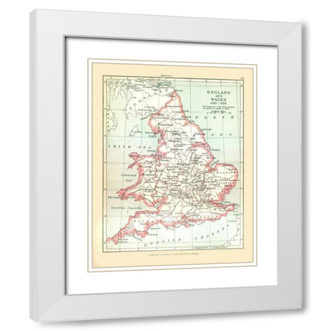 England Wales 1543 - Gardiner 1902 White Modern Wood Framed Art Print with Double Matting by Gardiner