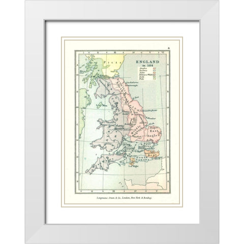 England in 584 - Gardiner 1902 White Modern Wood Framed Art Print with Double Matting by Gardiner