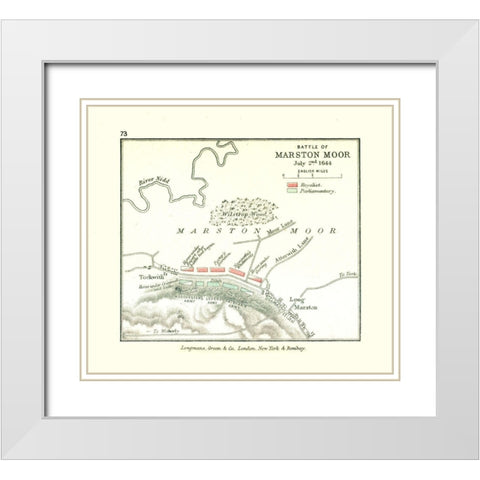 Marston Moor 1644 England - Gardiner 1902 White Modern Wood Framed Art Print with Double Matting by Gardiner