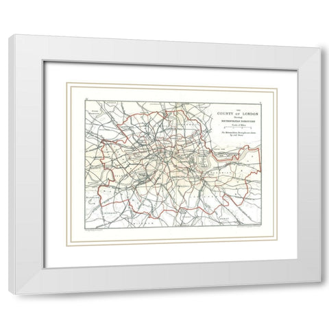 County of London England - Philip 1904 White Modern Wood Framed Art Print with Double Matting by Philip