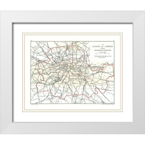 County of London England - Philip 1904 White Modern Wood Framed Art Print with Double Matting by Philip