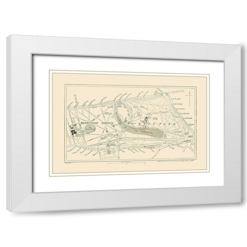 Hyde Park Kensington Gardens England - Ward 1913 White Modern Wood Framed Art Print with Double Matting by Ward