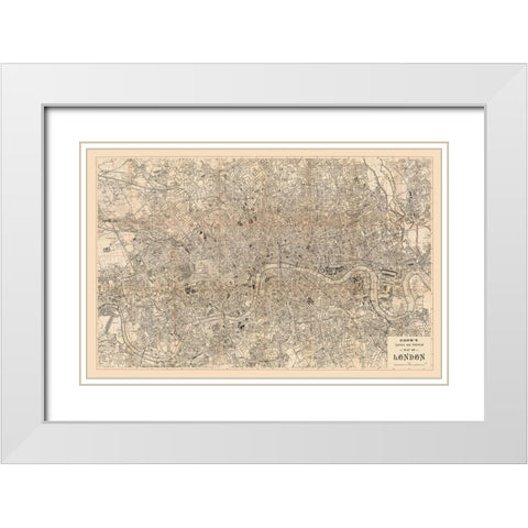 Literary Historical London England - Cook 1899 White Modern Wood Framed Art Print with Double Matting by Cook