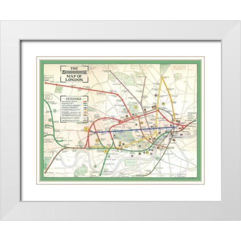 London England Underground - Ward 1913 White Modern Wood Framed Art Print with Double Matting by Ward