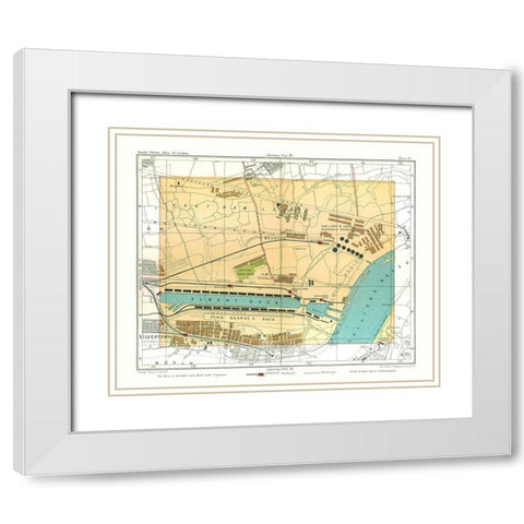 Albert Dock London England - Philip 1904 White Modern Wood Framed Art Print with Double Matting by Philip