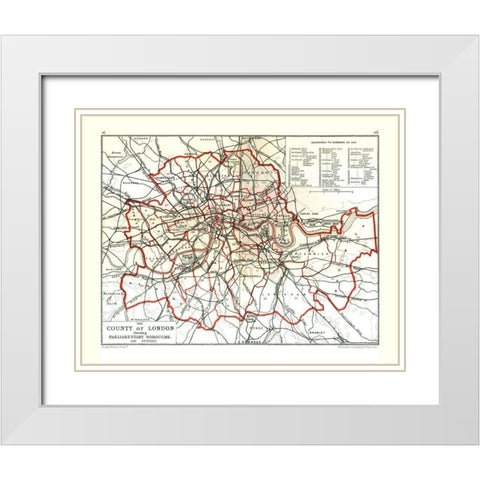 County of London England - Philip 1904 White Modern Wood Framed Art Print with Double Matting by Philip