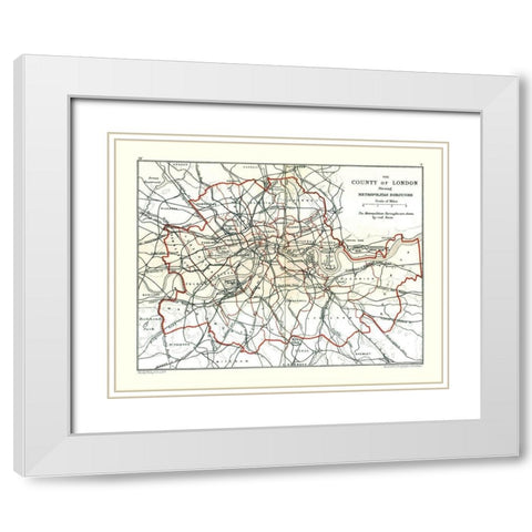 London Metropolitan Borough England - Philip 1904 White Modern Wood Framed Art Print with Double Matting by Philip