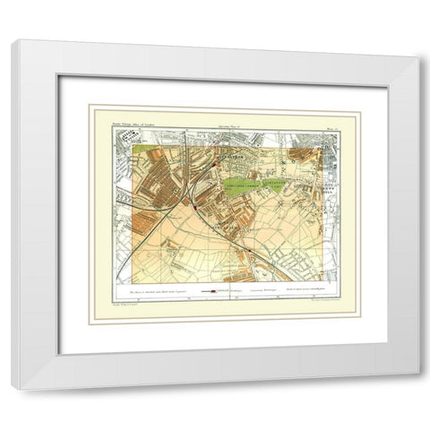 Lower Streatham London England - Philip 1904 White Modern Wood Framed Art Print with Double Matting by Philip
