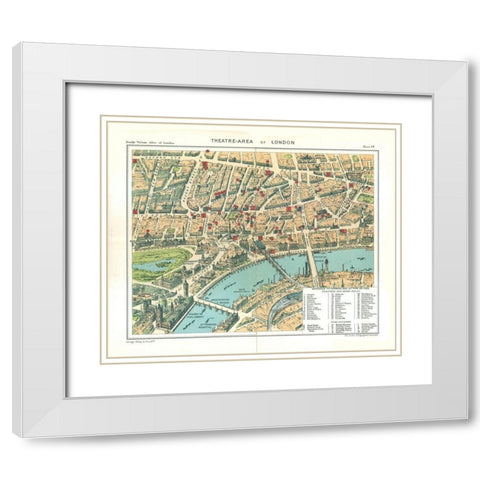 Theatre Area London England - Philip 1904 White Modern Wood Framed Art Print with Double Matting by Philip
