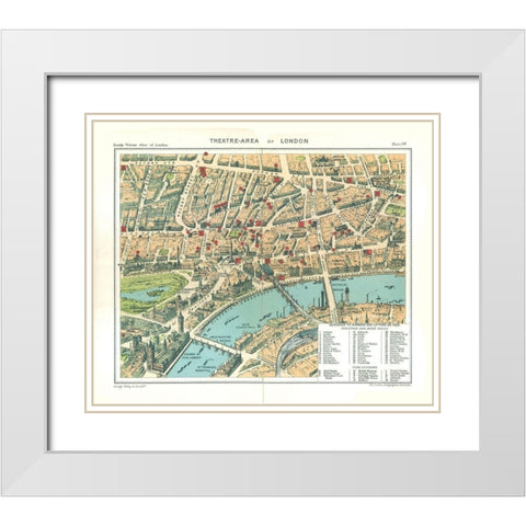 Theatre Area London England - Philip 1904 White Modern Wood Framed Art Print with Double Matting by Philip
