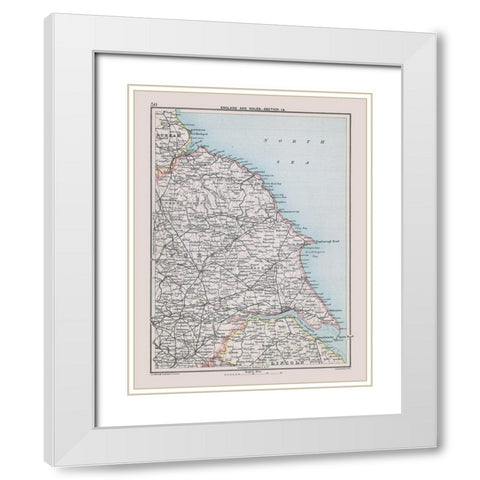 Northeast England - Bartholomew 1892 White Modern Wood Framed Art Print with Double Matting by Bartholomew