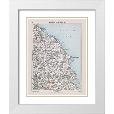 Northeast England - Bartholomew 1892 White Modern Wood Framed Art Print with Double Matting by Bartholomew